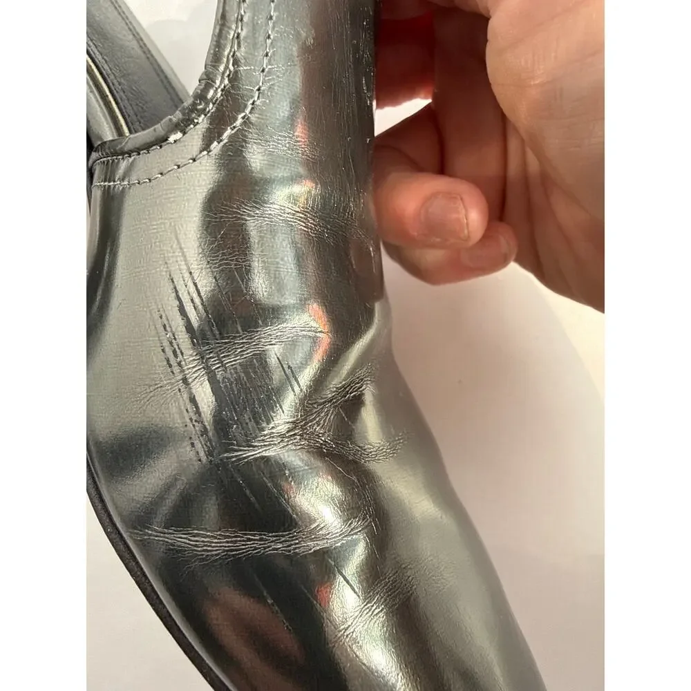 Rag & Bone Luis Silver Metallic Leather Mule Slides EU 37 US 7 Italy